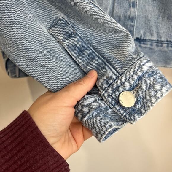 Democracy Denim Jean Jacket Medium 100% Cotton Blue Cropped Classic - Picture 4 of 8